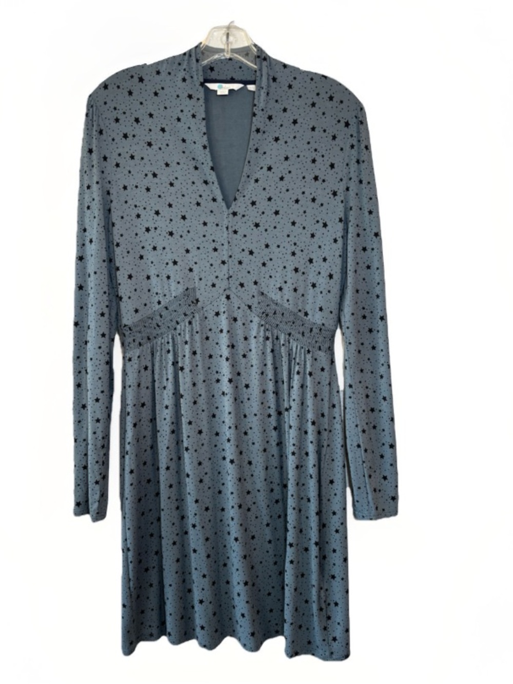 Boden Betty Jersey Knit Star Print Tunic Dress Size 8 Tall Long Sleeve V-neck